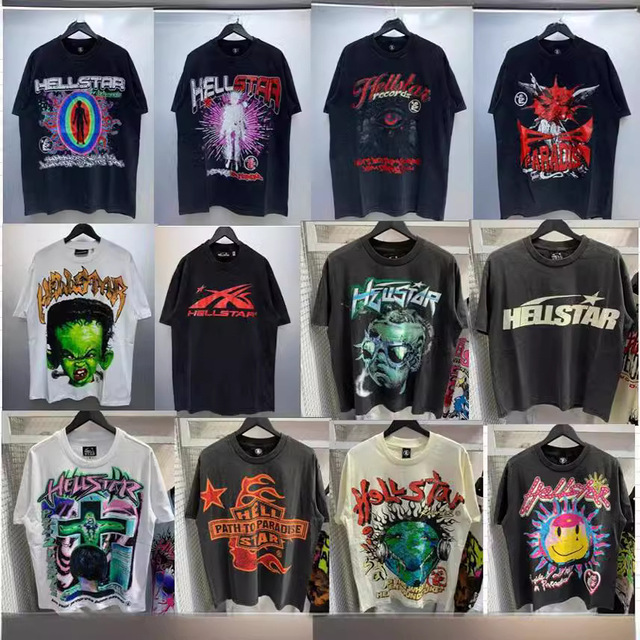 American Fashion Brand Punk Style Heavyweight Retro for Letter with Pattern Printed Loose Round Neck Short Sleeved T-shirt