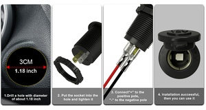 ที่ชาร์จในรถแบบช่องเสียบ USB คู่ปลั๊กไฟ12V 24V กันน้ำพร้อมพอร์ต USB สำหรับรถยนต์โวลต์มิเตอร์แบบดิจิตอล - Product Image 5