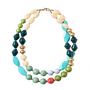 New Premium Multilayer Coral Beaded <b>Statement</b> <b>Necklace</b> Stylish Unique Woman Ball Shape Party Wedding Gifts Jewelry with Woman - Product Image 3