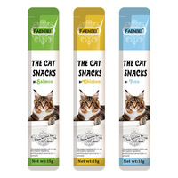Barres de friandises crémeuses pour chats, saveurs saumon, poulet, thon, pâte nutritive pour chatons, sans additifs, 15g, vente en gros transfrontalière