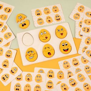 Jouets éducatifs sensoriels pour l'autisme, puzzles en bois sécuritaires, jeux amusants d'association de visages d'œufs, coins arrondis, Montessori - Product Image 3