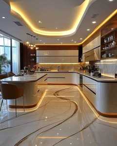 Diseño de Cocina Modular Moderna de Lujo con Isla, Iluminación LED, Gabinetes con Acabado Brillante y Estilo Interior Premium - Product Image 3