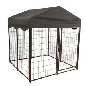 Heavy Duty Outdoor Large Metal Dog Playpen Kennels Runs Fence Pen For Dog Pet W/Roof Cover