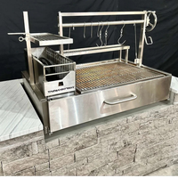 Grille de cuisson réglable en acier inoxydable, barbecue au charbon de bois avec allumage électronique et chariot - Barbecue d'extérieur de luxe