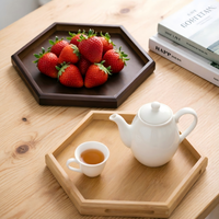 Plateau à fruits hexagonal minimaliste en bambou pour la table basse, les tasses, les collations, plateau de rangement multifonctionnel
