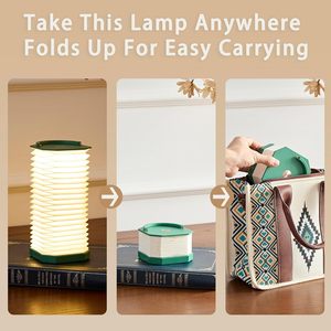 Nouveauté Lampes de camping d'extérieur Style maison Rechargeable LED Touch Keys Lampe verticale à main pliable en papier Lumière chaude - Product Image 2