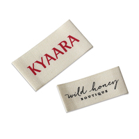 Étiquettes tissées en coton de haute qualité pour vêtements, personnalisées avec logo de marque privée, pliées en bout, pour col et ourlet