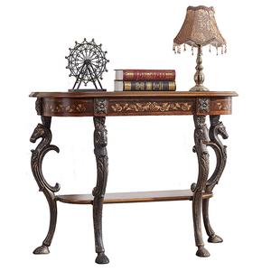 <span class=keywords><strong>Console</strong></span> semi-circulaire en <span class=keywords><strong>bois</strong></span> massif de style européen et américain, design antique, pour entrée, hall, salon, appartement - Product Image 6