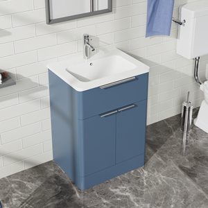 Mueble de tocador de baño de pie de suelo blanco moderno con diseño económico para fregadero para organización de baño de hostal de apartamento - Product Image 6