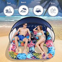 Chaise Longue Gonflable 2 Places Personnalisée, Vente en Gros Direct Usine, PVC Robuste, Porte-Gobelets, Glacière Amovible, Piscine Plage Rivière