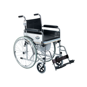KJT701 <b>Folding</b> <b>Commode</b> Wheelchair Aluminum Alloy Lightweight For Disabled Hospital Use - Product Image 3