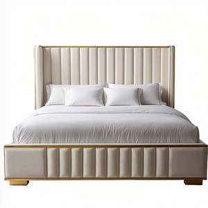 2024 nouveau Style italien lumière luxe 2m * 2m grand lit Simple moderne haut de gamme lit en bois pour chambre principale pour Grand Villa hôtels - Product Image 1