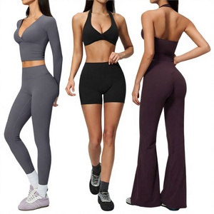 <b>Women</b> Yoga Set Flare Pants Quick Dry Seamless Fitness Workout Activewear Custom Logo - Product Image 4