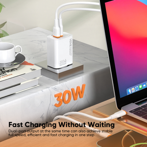 <span class=keywords><strong>Cargador</strong></span> Rápido GaN VIDVIE de Alta Calidad con Enchufe Europeo, PD, PPS, QC3.0, Puertos Duales Tipo-C y USB, Carga Rápida de 30W para Teléfono - Product Image 3
