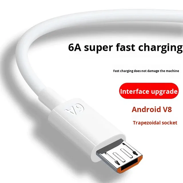 Android 2A Old Style Braid Shielded Fast Charging MicroUSB Charging Cable Compatible with V8 Trapezoidal Socket