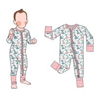 Nieuwe Aankomst Luxueus Zachte Bamboe Rits Eendelige Romper Set Voor Baby 'S Op Maat Pyjama Voor Jongens Voor Kinderen