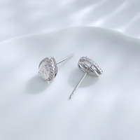 Orecchini a Goccia in Oro Bianco 18K con Diamanti Coltivati in Laboratorio, Orecchini a Lobo a Forma di Stella di Cristallo, Orecchini a Clip con Retro Piatto, Orecchini in Oro