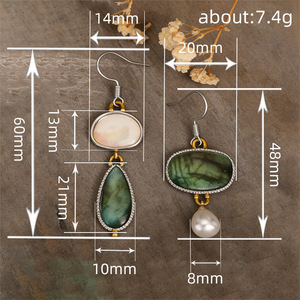 Orecchini Pendenti Vintage con Perle Simulate per Donne, Gioielli Artistici Etnici di Tendenza - Product Image 3