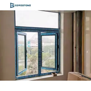 Ev Pvc üçlü cam camlı Upvc döner kapılar ve pencereler tasarımları imtiyaz ses geçirmez dış vinil kanatlı pencere