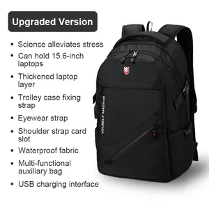 Water Resistant Nylon 15.6 Inch Laptop Backpacks For Man Business Travel Backpack With USB Charging Laptop Bags