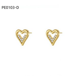 Pendientes con forma de corazón Amy Amy, plata 925, cristal, diamantes de imitación, joyería romántica para uso diario para mujer, PE0103 - Product Image 2