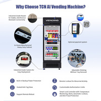 Distributeur automatique intelligent TCN 530L haute efficacité avec gestion IA basée sur le cloud, 4G LTE, code QR, paiement par pièces et carte de crédit pour snacks et achats