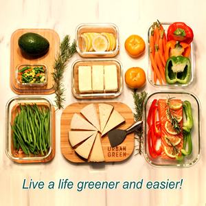 5 pièces/ensemble de contenants de stockage alimentaire en verre avec couvercles en bambou, boîte de rangement, boîte de conservation - Product Image 6