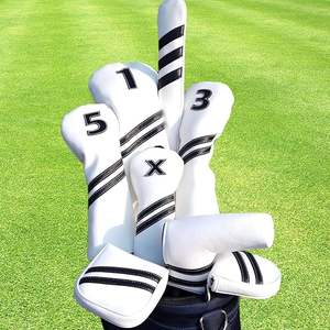 Housse de tête de <span class=keywords><strong>club</strong></span> de <span class=keywords><strong>golf</strong></span> personnalisable en PU de qualité supérieure, ensemble de housses de tête de <span class=keywords><strong>golf</strong></span> adaptées à la plupart des clubs, housses de putter en cuir pour mallets - Product Image 2