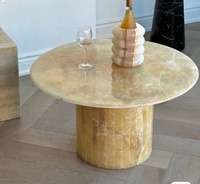 Table basse moderne de luxe en onyx vert rose Table personnalisée en marbre onyx pour la maison Salon Table basse en pierre naturelle