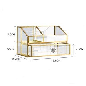 Cocostyles 사용자 정의 수제 럭셔리 4 계층 서랍 유형 유리 황동 저장 상자 핸들 화장품 상자 메이크업 - Product Image 2