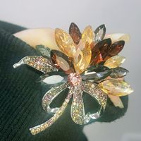 Pin Bros Bunga Kristal Multiwarna untuk Wanita Bros Korsase Berlian Imitasi Antik Hadiah Perhiasan Pin Kerah Jas Pesta Pernikahan