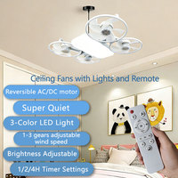 Ventilateur de plafond LED moderne à télécommande, 3 vitesses réglables, avec 4 pales, éclairage LED, modèle Agi32