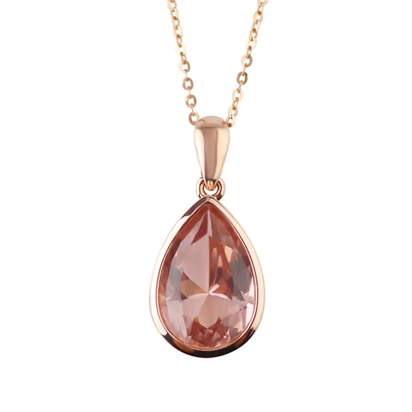 Ciondolo in oro rosa 10 carati a forma di pera 45 # morganite pendente con castone per donna