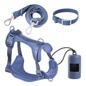 Collars חיית מחמד neoprene leashes כלב רתום ערכת מחליק מחמד רצועה כלב עופרת וצווארון משולב