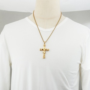 yunnique <b>Cross</b> Pendant Necklace Titanium Steel Gold Unisex Hip Hop Jewelry Geometric Design 60cm <b>Chain</b> - Product Image 4