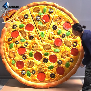 Estatua de <span class=keywords><strong>pizza</strong></span> de fibra de vidrio hiperrealista con ingredientes de salchichas y setas, decoración comercial para exhibiciones de restaurantes, arte gourmet - Product Image 5