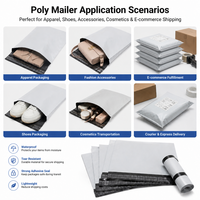 Enveloppes d'expédition auto-adhésives en polyéthylène (PE) 60 microns, imperméables, recyclables, résistantes aux déchirures, avec impression personnalisée cœur noir mat et blanc