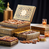 Boîte à chocolat de luxe personnalisée avec logo, 3 tiroirs, vide, pour chocolats comestibles, emballage en bois, cadeau pour l'Aïd Moubarak et le Ramadan
