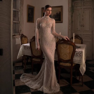 Deals Champagne Mermaid Wedding Dresses Luxury Floor-Length Style