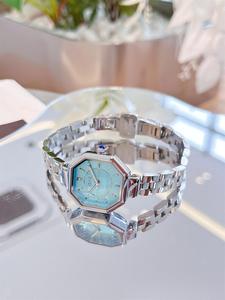 Professional Sleek Octagonal Light Blue Dial Silver Stainless Steel Band Quartz <strong>Watch</strong> for Women Summer <strong>Vacation</strong> - Product Image 3