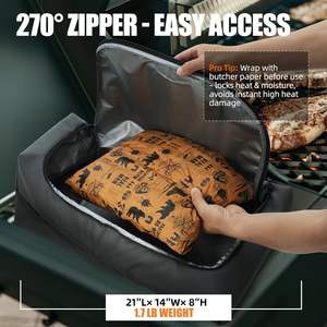 Manta para Reposar Carne para Barbacoa, Bolsa Aislante a Prueba <span class=keywords><strong>de</strong></span> Fugas para Reposar Carne, 270 ° Abertura Superior para Filetes Grandes <span class=keywords><strong>de</strong></span> Res y Pavo - Product Image 3