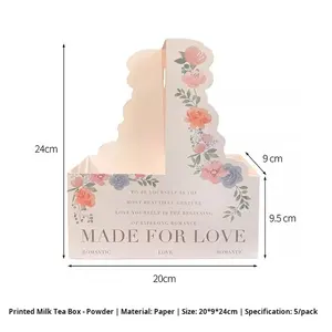 Boîte à gâteau et cadeau en papier kraft très vendue, avec gaufrage et dorure, pour l'emballage <span class=keywords><strong>de</strong></span> thé au <span class=keywords><strong>lait</strong></span> à emporter en automne, type sac fourre-tout - Product Image 6