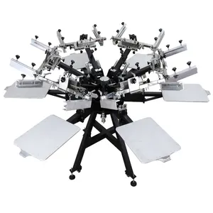 Machine d'impression de t-shirt en soie textile carrousel rotatif 6 couleurs 6 stations de haute qualité avec micro enregistrement