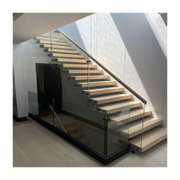 Escalier en pierre de quartz de luxe, escalier droit en pierre, escalier en porte-à-faux pour appartement/hôtel/duplex