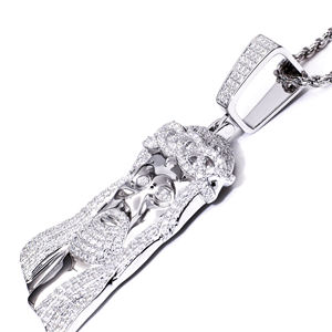 Tianyu <b>Gems</b> Diamond-Inlaid Jesus <b>Face</b> Pendant Necklace Moissanite Hip Hop Gold Plated Jewelry for unisex - Product Image 3