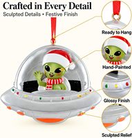 Ornement de Noël personnalisé Alien UFO 2027, cadeau amusant sur le thème de la science-fiction spatiale