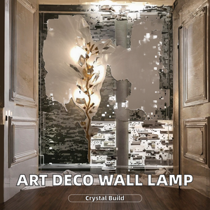 高級ホテルインテリアウォールランプ、ダイニングルーム、廊下、キッチン用LEDライト、アールデコ調ゴールドクローム、クリスタル付き室内デザイン - Product Image 2