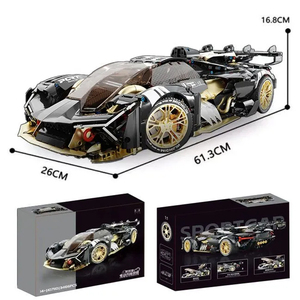 Modèle de voiture de sport <span class=keywords><strong>Bugatti</strong></span> à l'échelle 1:8, blocs de construction, jouet éducatif, non toxique, 3466 pièces, plastique, couleur noir et or - Product Image 6