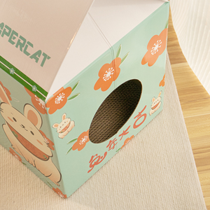 Produk populer 2025 produk baru untuk hewan peliharaan ramah lingkungan desain karton lucu kucing kotak kardus rumah - Product Image 6