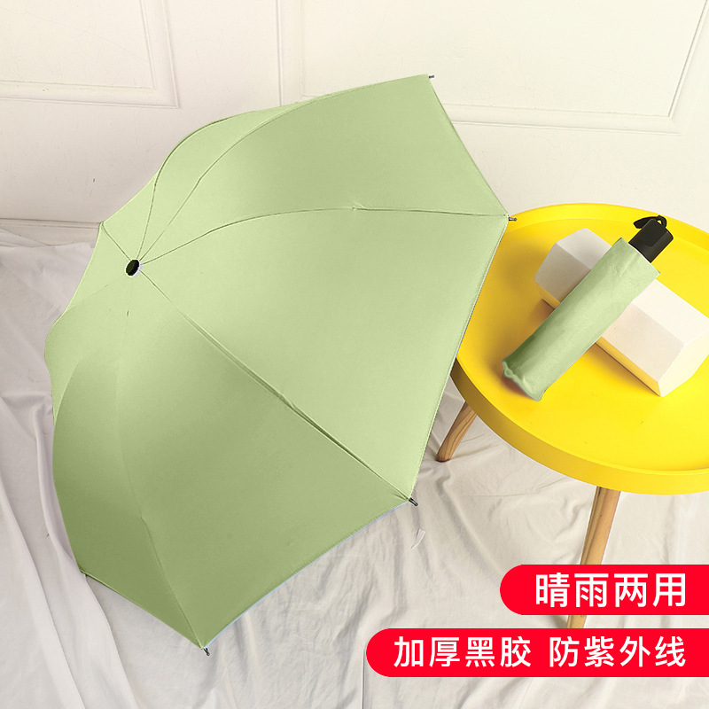8-ribbed manual oversized black vinyl umbrella - matcha green